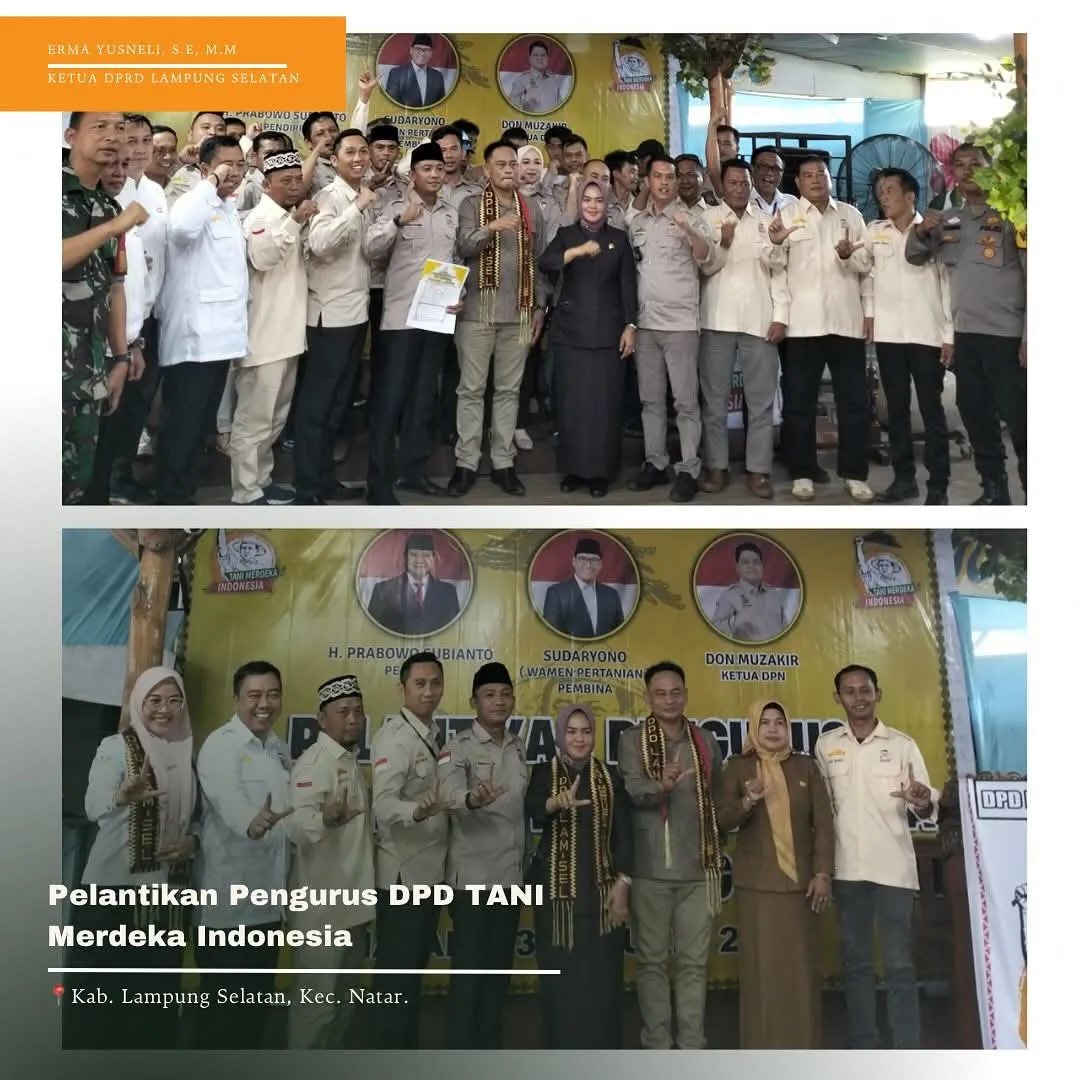 Ketua DPRD Lampung Selatan Hadiri Pelantikan Pengurus DPD Tani Merdeka Indonesia