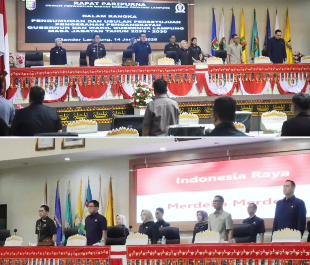 DPRD Lampung Gelar Paripurna Persetujuan Pengesahan Pengangkatan Gubernur dan Wakil Gubernur Lampung Periode 2025-2030