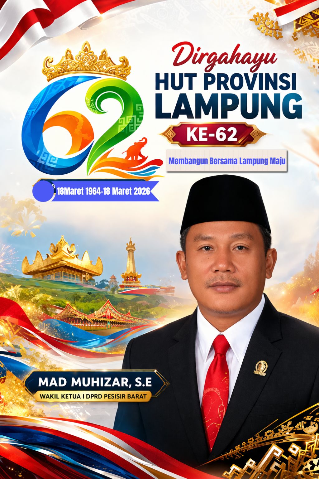 Wakil Ketua DPRD Pesisir Barat Mad Muhizar Ucapkan Selamat Dirgahayu HUT Provinsi Lampung Ke-62