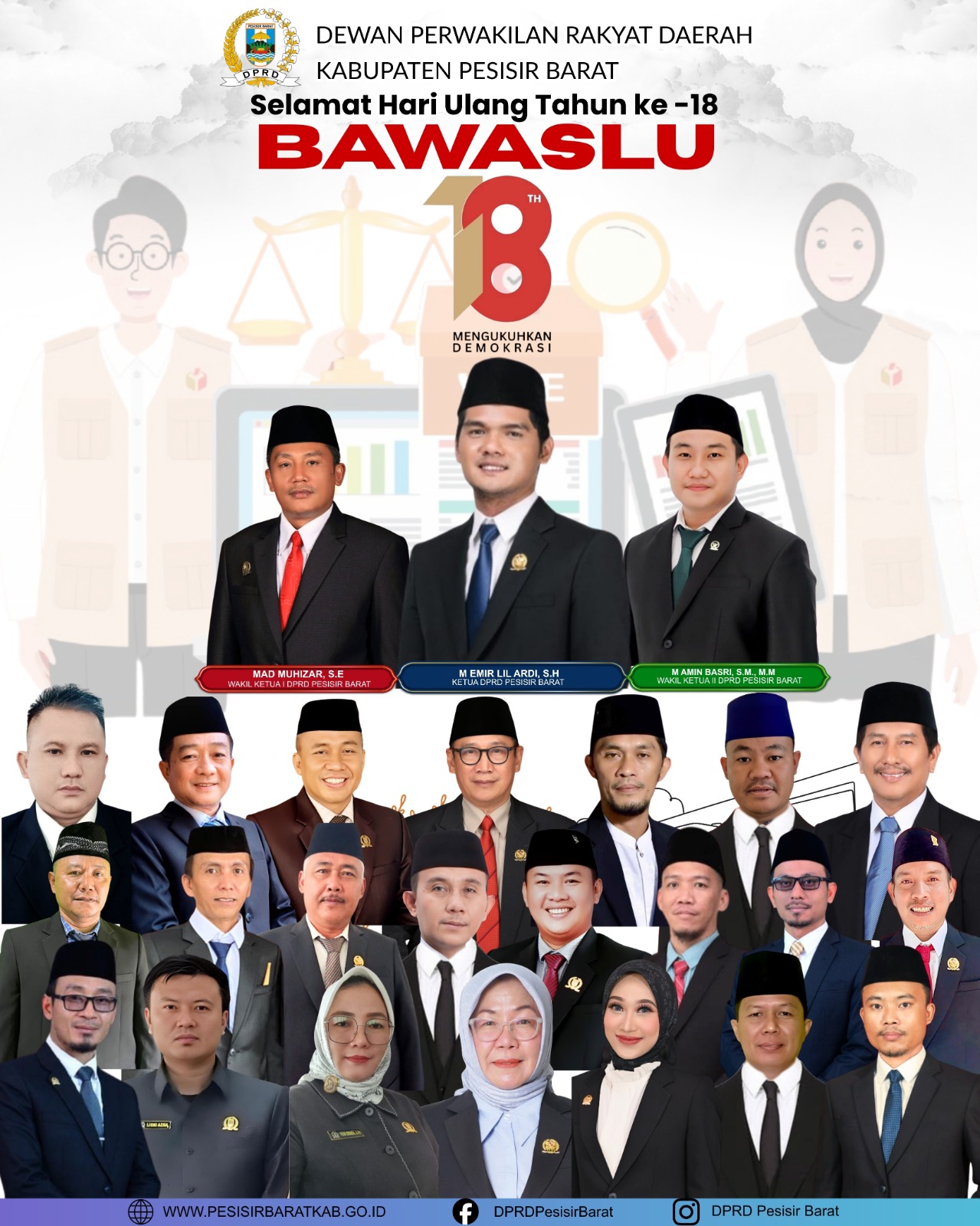 DPRD Pesisir Barat Ucapkan Selamat Hari Ulang Tahun Bawaslu ke-18